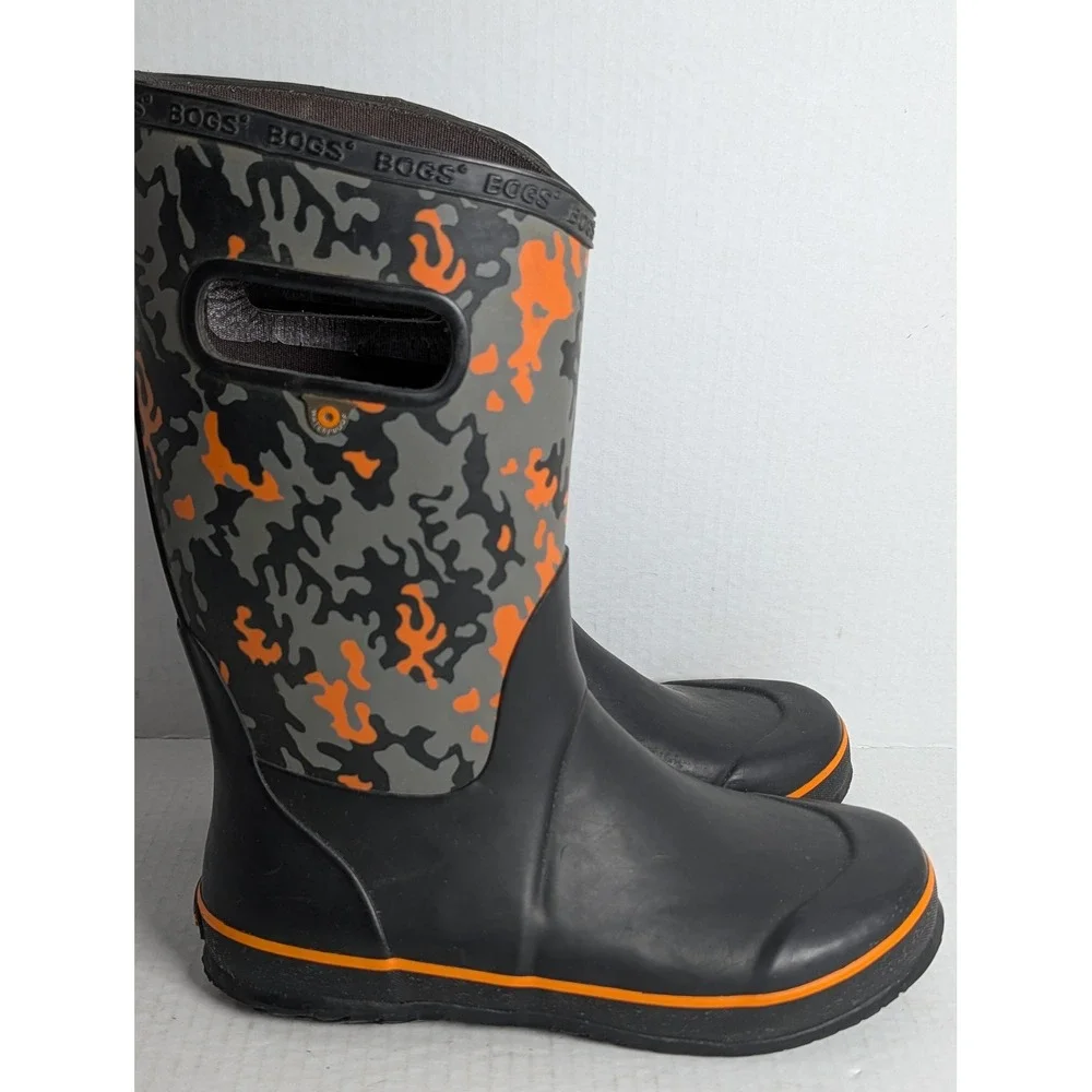 BOGS Neo Camo Waterproof Rain Boots Youth Size 6 Gray Orange Hunting